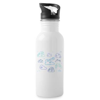 Neon Spiral Clouds - Water bottle with straw - white - Right