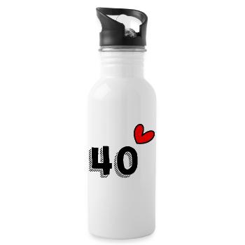 40. 40 YEARS. 40th ANNIVERSARY. 40TH ANNIVERSARY. - Water bottle with straw - white - Right