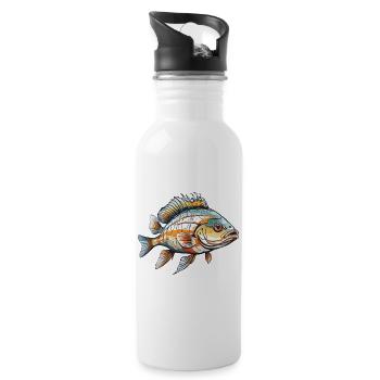 Fish Design Hobby Fishing Fishing Fish Lovers - Water bottle with straw - white - Right