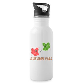 Herbst-Herbst-Lustiges Ahornblatt-Witz-Cartoon-Design - Trinkflasche mit integriertem Trinkhalm - Weiß - Rechts