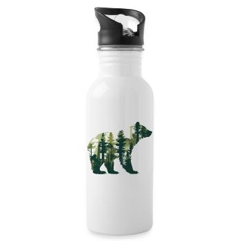 Bear, Forest, Wildlife, Animal, Nature, Bears - Water bottle with straw - white - Right