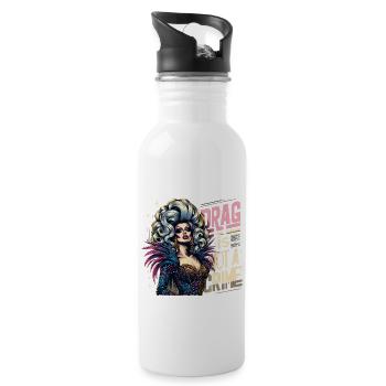 Exclusive Drag Culture and Drag Queen Inspired - Trinkflasche mit integriertem Trinkhalm - Weiß - Rechts