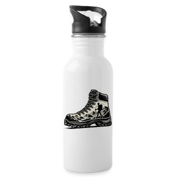 Drawing Hiker Mountain Hiking Shoe - Water bottle with straw - white - Right