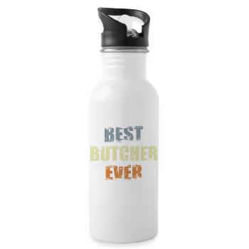 Bester Metzger aller Zeiten - Trinkflasche mit integriertem Trinkhalm - Weiß - Rechts