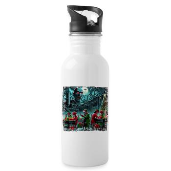 Christmas elves and elves in zombie horror ground - Water bottle with straw - white - Right