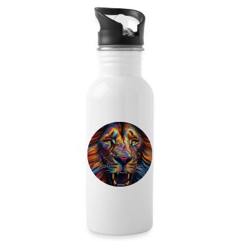 Neon Lion - Water bottle with straw - white - Right