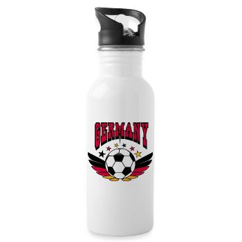 Fußball Shirt Germany Retro College Look Style - Trinkflasche mit integriertem Trinkhalm - Weiß - Rechts