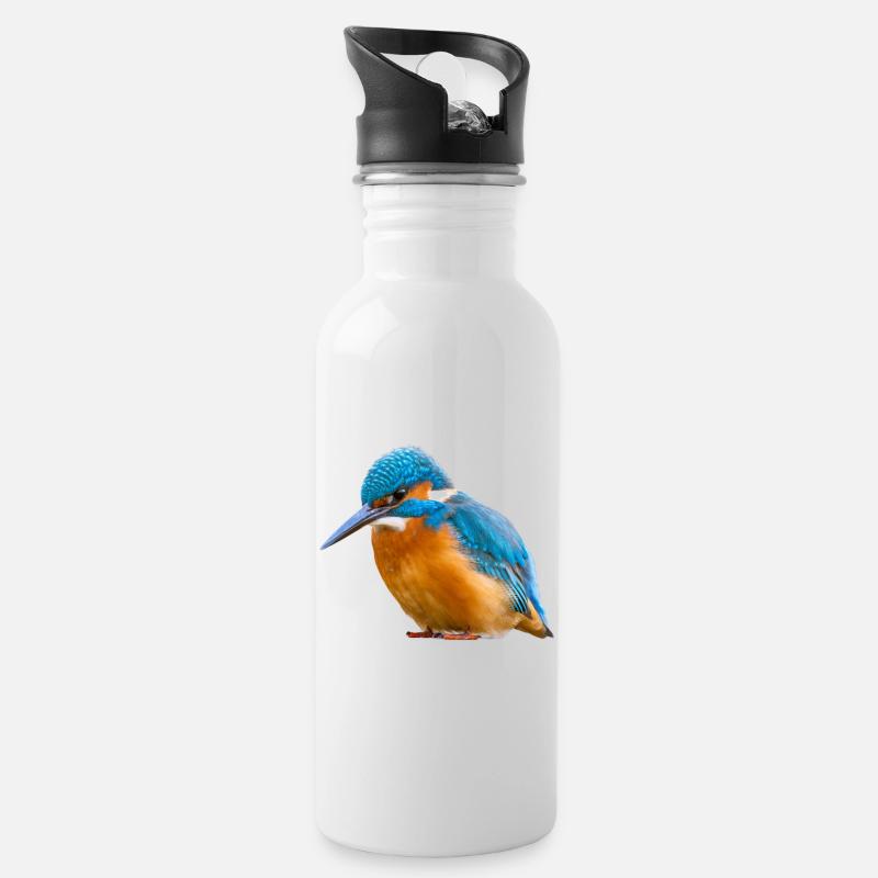 Eisvogel Kingfisher Alcedo Atthis Vogel Natur - Trinkflasche mit integriertem Trinkhalm - Weiß