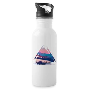 Pastel Mountain Sonnenuntergangsdreieck - Trinkflasche mit integriertem Trinkhalm - Weiß - Rechts