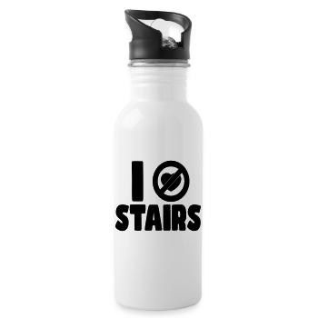 Ich hasse Treppen. Ich hasse Treppen. Humor im Rollstuhl * - Trinkflasche mit integriertem Trinkhalm - Weiß - Rechts