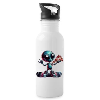 Alien Snowboarder : Pizza Action - Gourde avec paille intégrée - blanc - Droite