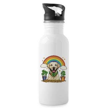 Clover St. Patrick's Day Labrador - Trinkflasche mit integriertem Trinkhalm - Weiß - Rechts