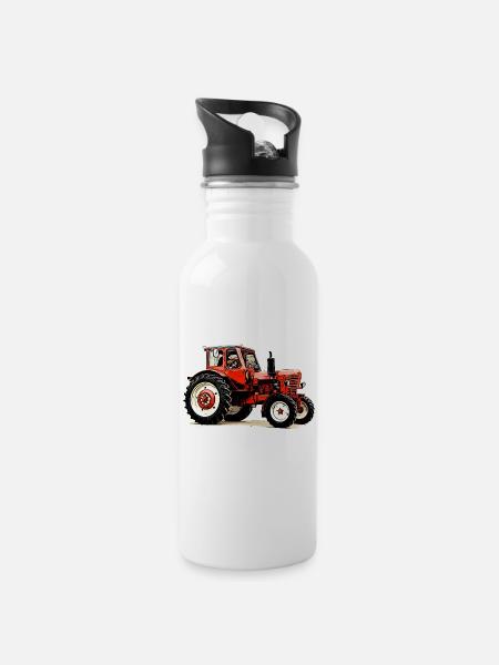 Belarus mts 50 - Trinkflasche mit integriertem Trinkhalm - Weiß