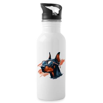 Doberman Le garde du corps - Gourde avec paille intégrée - blanc - Droite