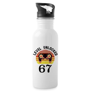 Level 67 unlocked 67 Geburtstag 67 Jahre alt - Trinkflasche mit integriertem Trinkhalm - Weiß - Rechts