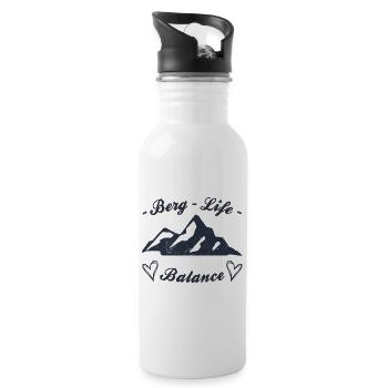 "Mountain Life Balance" - Mountains, Alps, Hiking - Water bottle with straw - white - Right