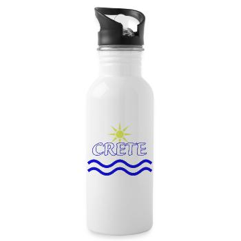 Conception de logo Soleil et mer Crète - Gourde avec paille intégrée - blanc - Droite