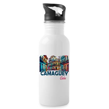 Camagüey, Cuba, Caraïbes, Design - Gourde avec paille intégrée - blanc - Droite