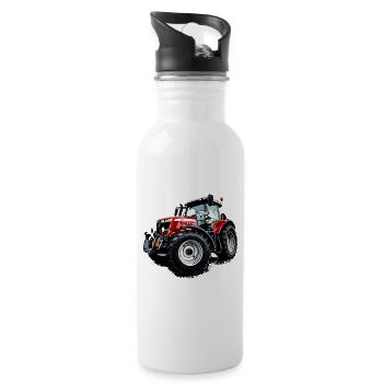 Traktor rot (M F) 6715S - Trinkflasche mit integriertem Trinkhalm - Weiß - Rechts
