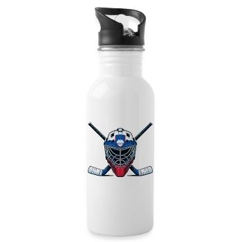 Eishockey Slowenien Flaggen Helm Sport - Trinkflasche mit integriertem Trinkhalm - Weiß - Rechts