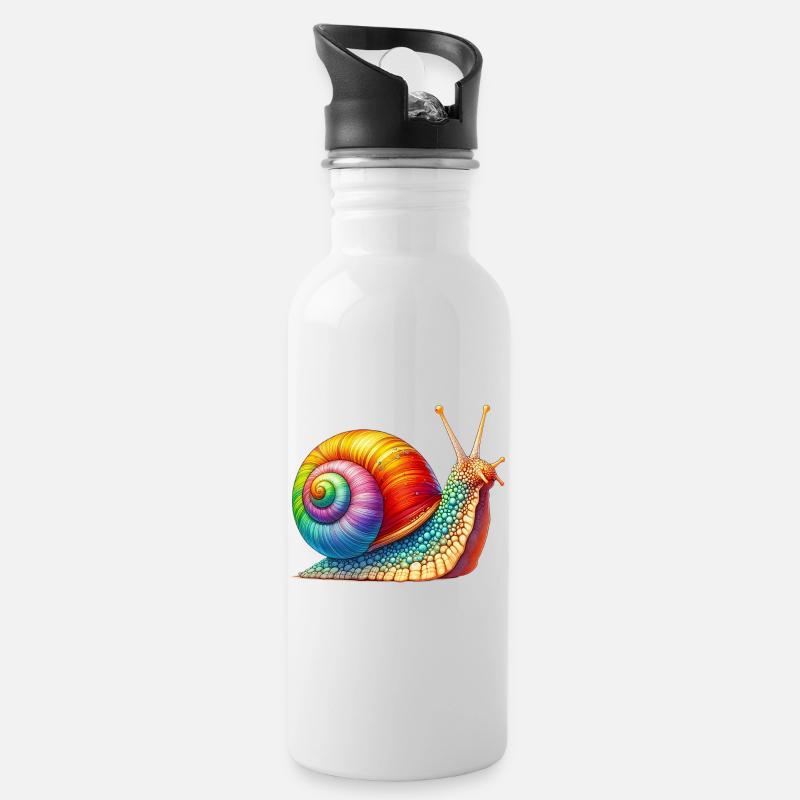 Schnecke - Trinkflasche mit integriertem Trinkhalm - Weiß