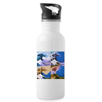 Welle von kanagawa,Welle, illustration,Japan,blau - Trinkflasche mit integriertem Trinkhalm - Weiß - Rechts