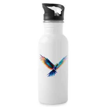 3D geometric multicolor origami parrot - Water bottle with straw - white - Right