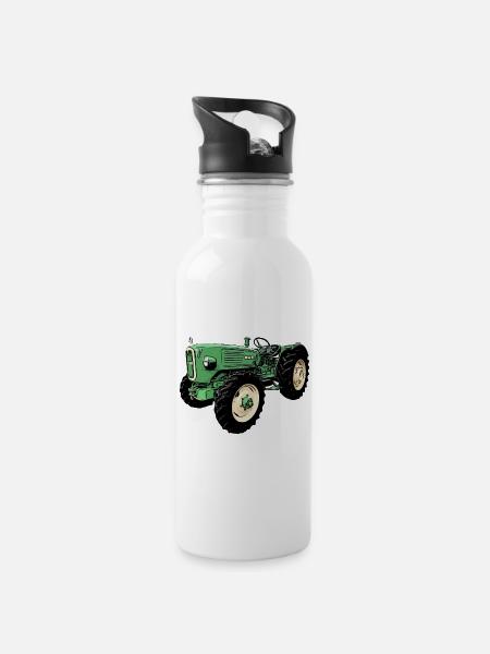 man Ackerdiesel Allrad 4N2 Traktor - Trinkflasche mit integriertem Trinkhalm - Weiß