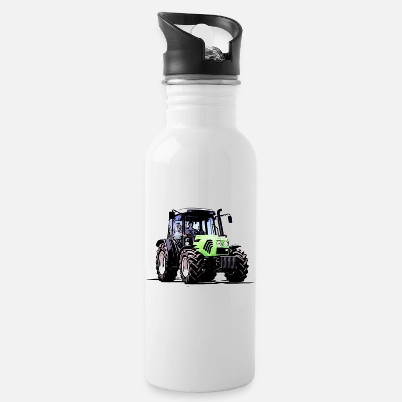 Fahr den Deutz Traktor 60 70 80 | Agro - Trinkflasche mit integriertem Trinkhalm - Weiß