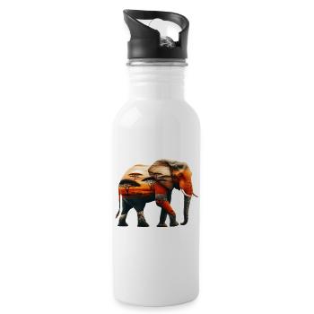 Elefant - Trinkflasche mit integriertem Trinkhalm - Weiß - Rechts