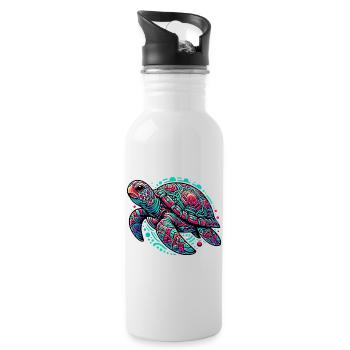 Tortue - Gourde avec paille intégrée - blanc - Droite