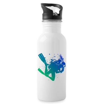Scuba Diver Women's Diving Free Dive Diving - Water bottle with straw - white - Right