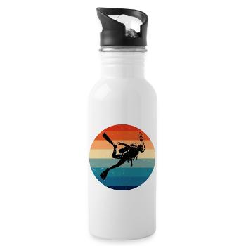 Herren Scuba Diver Diver Taucher Tauchen - Trinkflasche mit integriertem Trinkhalm - Weiß - Rechts
