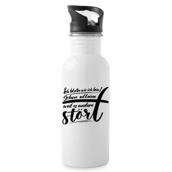 Ich bleibe wie ich bin lustige Sprüche Sticker - Trinkflasche mit integriertem Trinkhalm - Weiß - Rechts