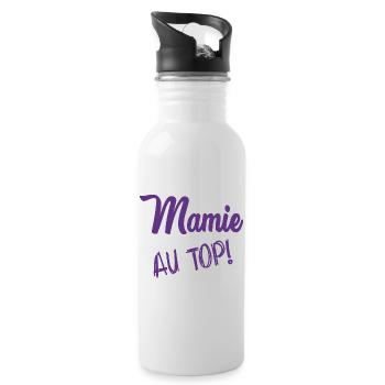 MAMIE. FÊTE DES MÈRES. BONNE FÊTE MAMIE - Gourde avec paille intégrée - blanc - Droite