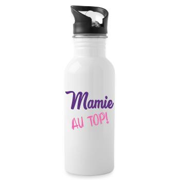 MAMIE. GRAND-MERE. FÊTE DES MÈRES. BONNE FÊTE - Gourde avec paille intégrée - blanc - Droite