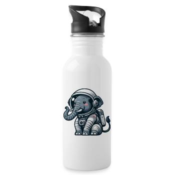 Elephant, Astronaut, Space, Universe - Water bottle with straw - white - Right