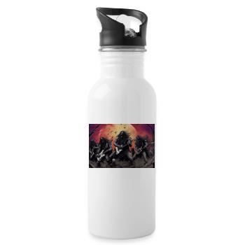 Heavy Metal Monster - Trinkflasche mit integriertem Trinkhalm - Weiß - Rechts