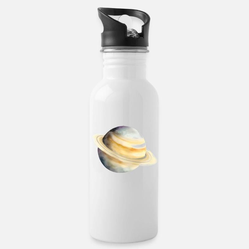Saturn - Trinkflasche mit integriertem Trinkhalm - Weiß