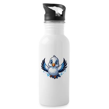 Happy Dove Doves - Water bottle with straw - white - Right