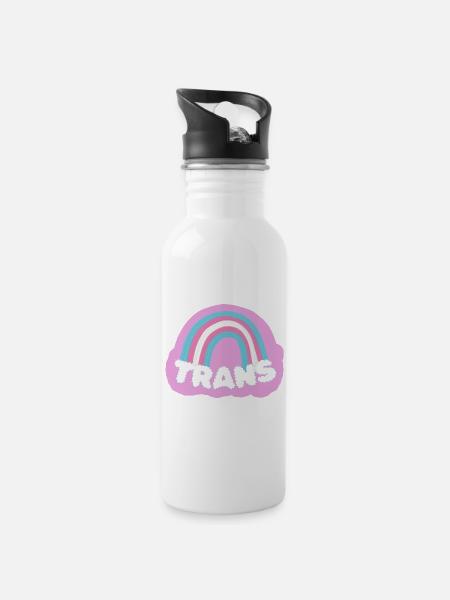 Transgender - Trinkflasche mit integriertem Trinkhalm - Weiß