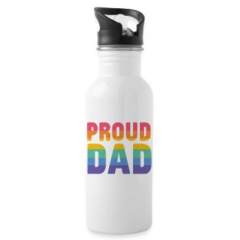 LGBT Pride Month - Stolzer Vater - Trinkflasche mit integriertem Trinkhalm - Weiß - Rechts