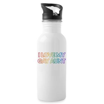 I love my gay aunt - Water bottle with straw - white - Right
