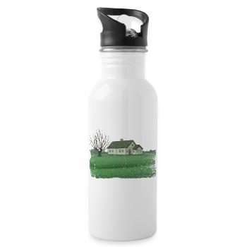 House with bare tree dirty effect - Water bottle with straw - white - Right