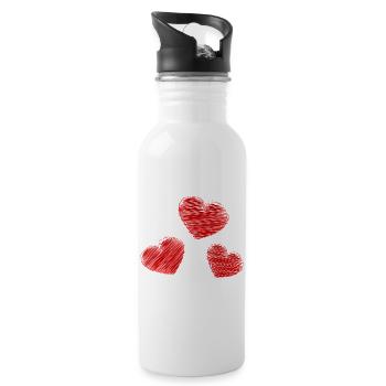 HERZ. PAPA. MAMA. Junggesellinnenabschied. BEBE. KIND. HERZ. FEST - Trinkflasche mit integriertem Trinkhalm - Weiß - Rechts