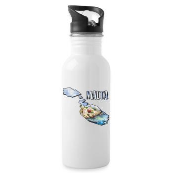 Aquarell Landkarte Malta - Trinkflasche mit integriertem Trinkhalm - Weiß - Rechts