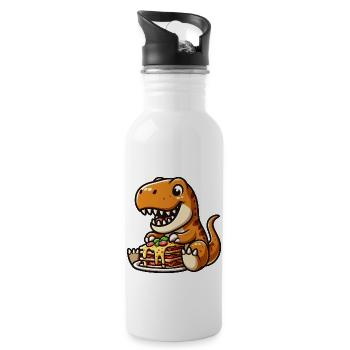 T-Rex Dinosaure Lasagne Amoureux Italien - Gourde avec paille intégrée - blanc - Droite