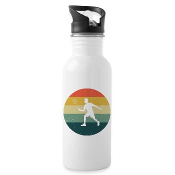 Federball Badminton Herren Squash Damen Badmintons - Trinkflasche mit integriertem Trinkhalm - Weiß - Rechts