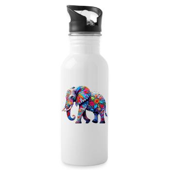 Éléphant - Gourde avec paille intégrée - blanc - Droite