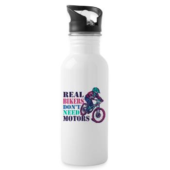 Les vrais cyclistes n’ont pas besoin de moteurs et de batteries - Gourde avec paille intégrée - blanc - Droite